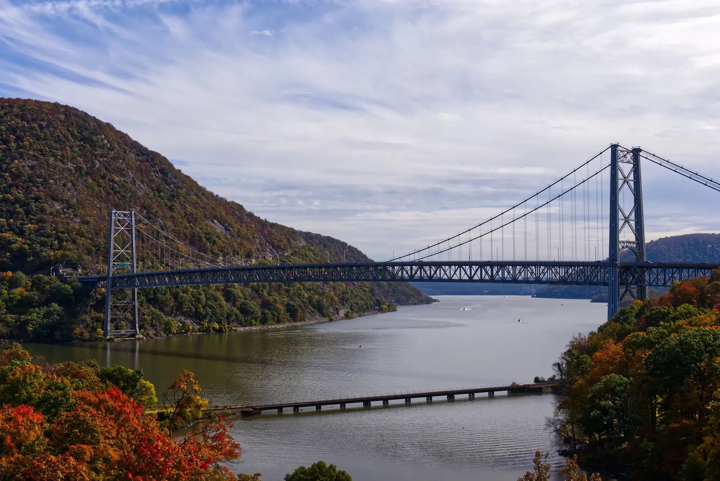Bear Mountain Bridge over the Hudson River in October, Orange County, New York